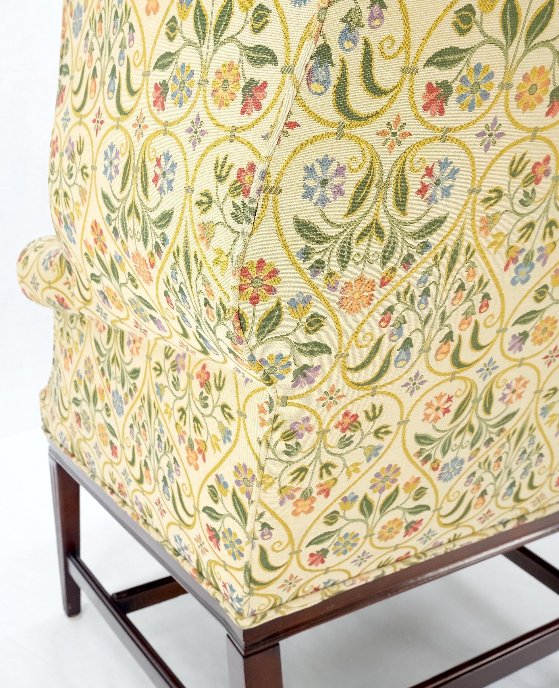 EstablishedLines Pair of Deep Profile Antique Wing Arm Chairs Mahogany Legs Federal Style