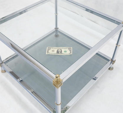 EstablishedLines Italian MCM Chrome Brass Smoked Glass 30" Square Side End Lamp Table Stand MINT!
