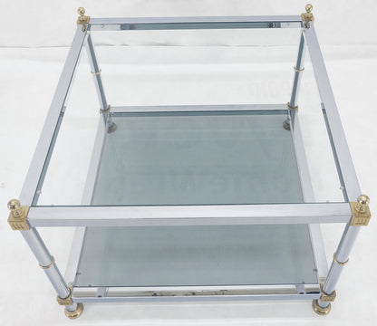 EstablishedLines Italian MCM Chrome Brass Smoked Glass 30" Square Side End Lamp Table Stand MINT!