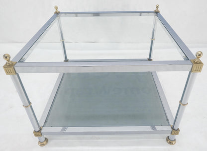 EstablishedLines Italian MCM Chrome Brass Smoked Glass 30" Square Side End Lamp Table Stand MINT!