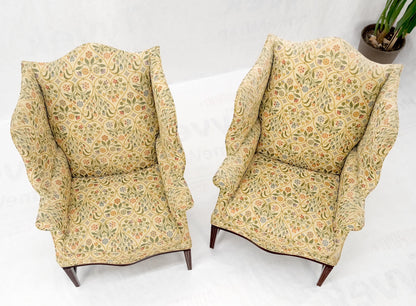 EstablishedLines Pair of Deep Profile Antique Wing Arm Chairs Mahogany Legs Federal Style