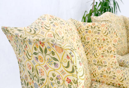 EstablishedLines Pair of Deep Profile Antique Wing Arm Chairs Mahogany Legs Federal Style