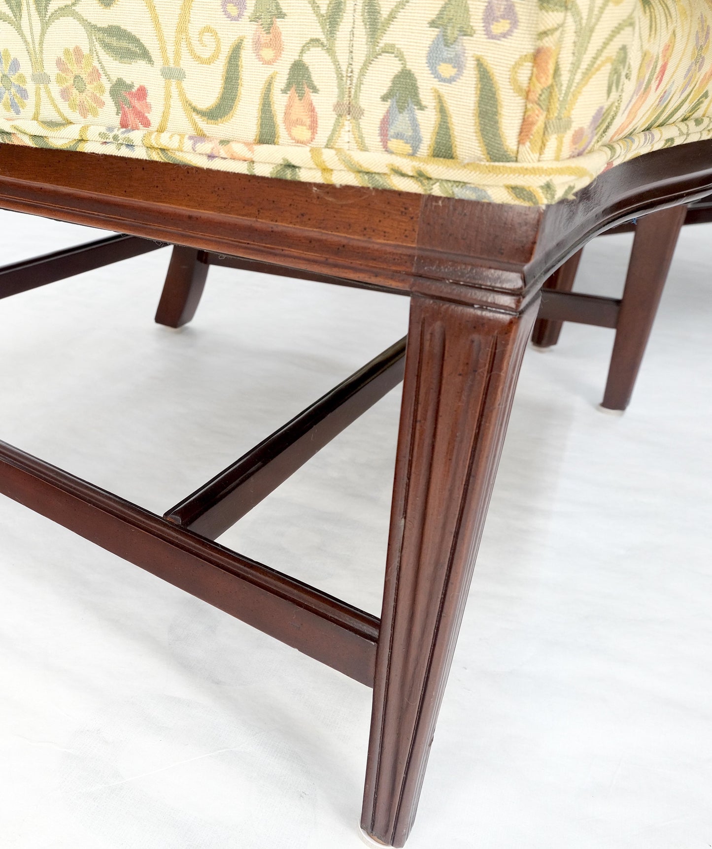 EstablishedLines Pair of Deep Profile Antique Wing Arm Chairs Mahogany Legs Federal Style