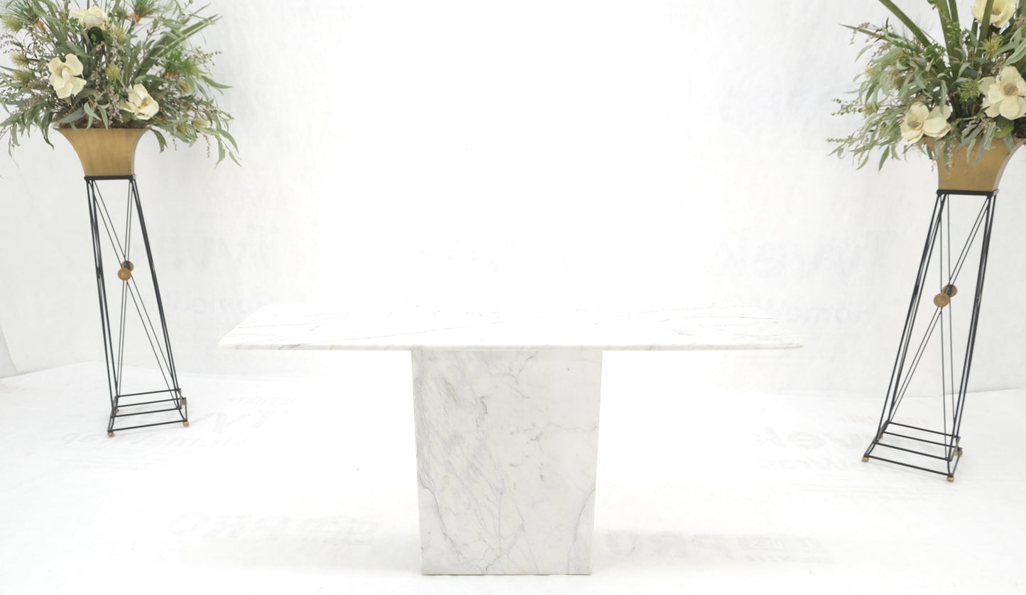 EstablishedLines White Carrara Marble Boat Shape Top Pedestal Base Console Table Italian Modern