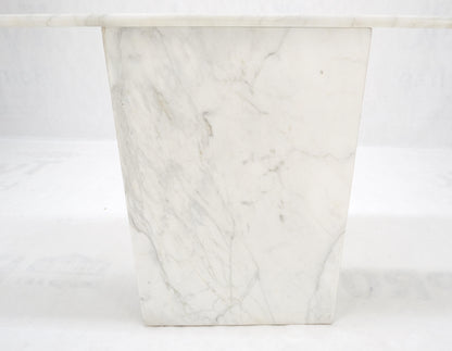 EstablishedLines White Carrara Marble Boat Shape Top Pedestal Base Console Table Italian Modern