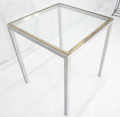 EstablishedLines Chrome Brass Glass Top 24" Square Italian Mid Century Modern Side Table Stand