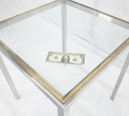 EstablishedLines Chrome Brass Glass Top 24" Square Italian Mid Century Modern Side Table Stand