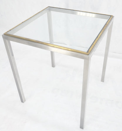 EstablishedLines Chrome Brass Glass Top 24" Square Italian Mid Century Modern Side Table Stand