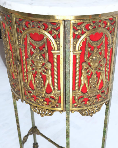 EstablishedLines Demi Lune Bronze Ornaments Mount Decorated Petit Console Table w/ Chair Mint