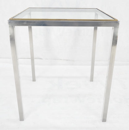 EstablishedLines Chrome Brass Glass Top 24" Square Italian Mid Century Modern Side Table Stand