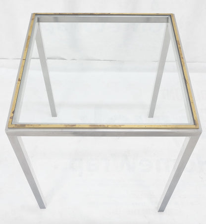 EstablishedLines Chrome Brass Glass Top 24" Square Italian Mid Century Modern Side Table Stand