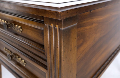 EstablishedLines Pair Vintage Travertine Tops Cherry or Walnut Two Drawers End Tables Nightstands