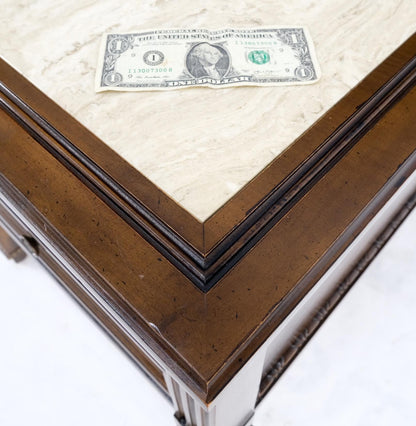 EstablishedLines Pair Vintage Travertine Tops Cherry or Walnut Two Drawers End Tables Nightstands