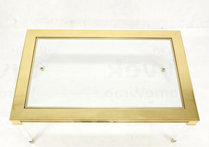 EstablishedLines Large Mid Century Modern c.1970's Lucite Brass Glass Top Rectangle Coffee Table