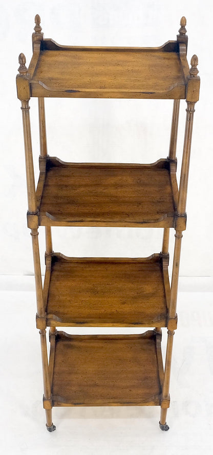 EstablishedLines Compact 14x18 Turned Poster Style 4 tier Etagere Shelving Unit w/ Finials MINT!