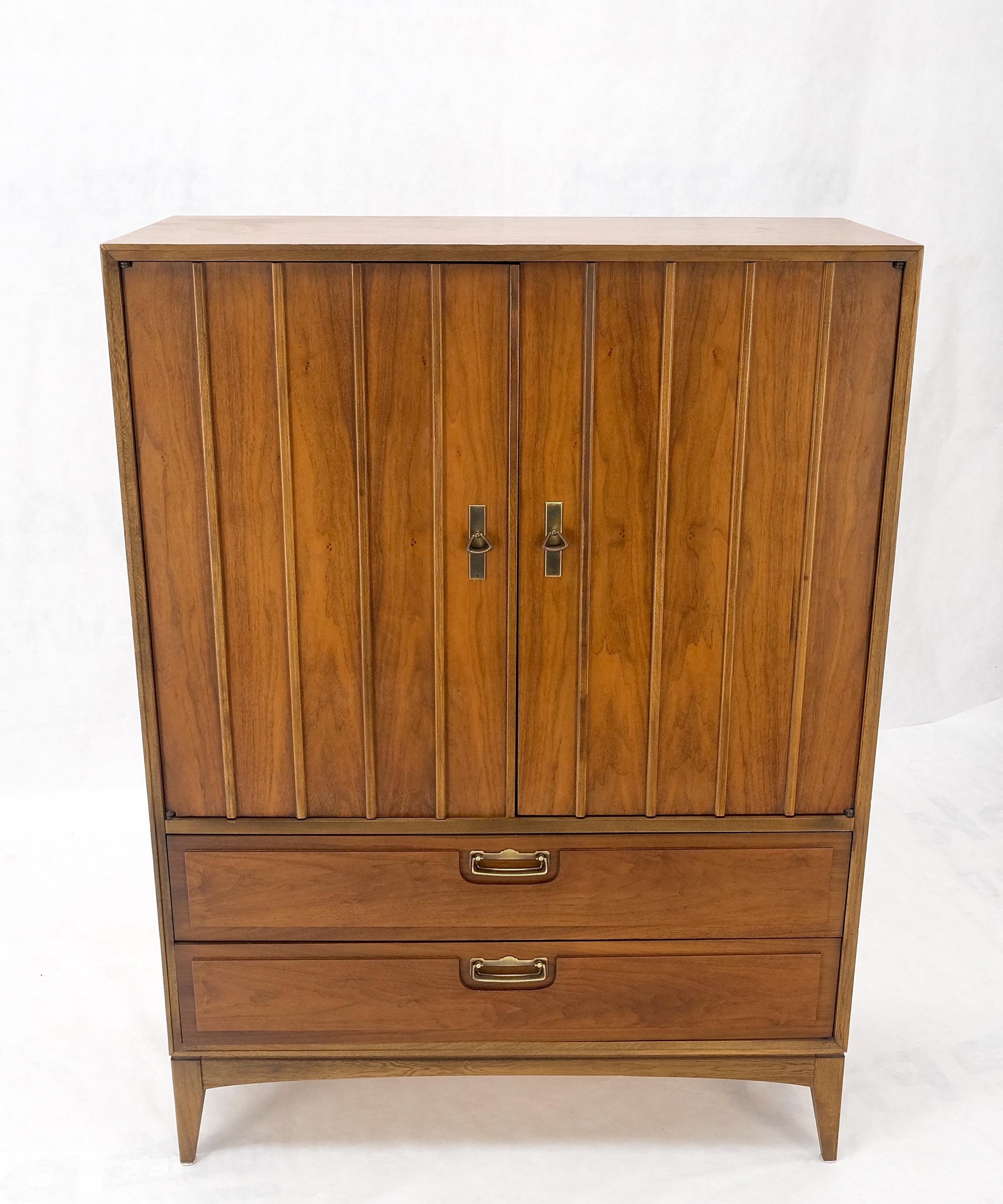 EstablishedLines Mid-Century Modern Double Door Compartment Walnut Gentleman's Chest Dresser MINT
