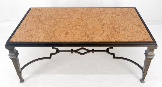 EstablishedLines Heavy Forged Bronzed Iron Base Rouge Marble Top Coffee Table Mint