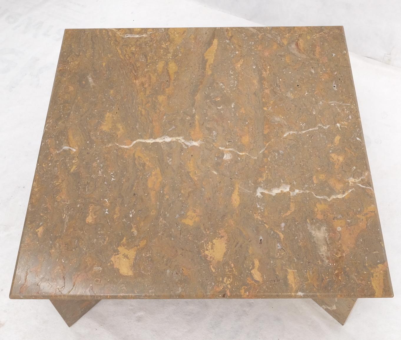 EstablishedLines Multicolor Marble X Base Square Marble Coffee Table