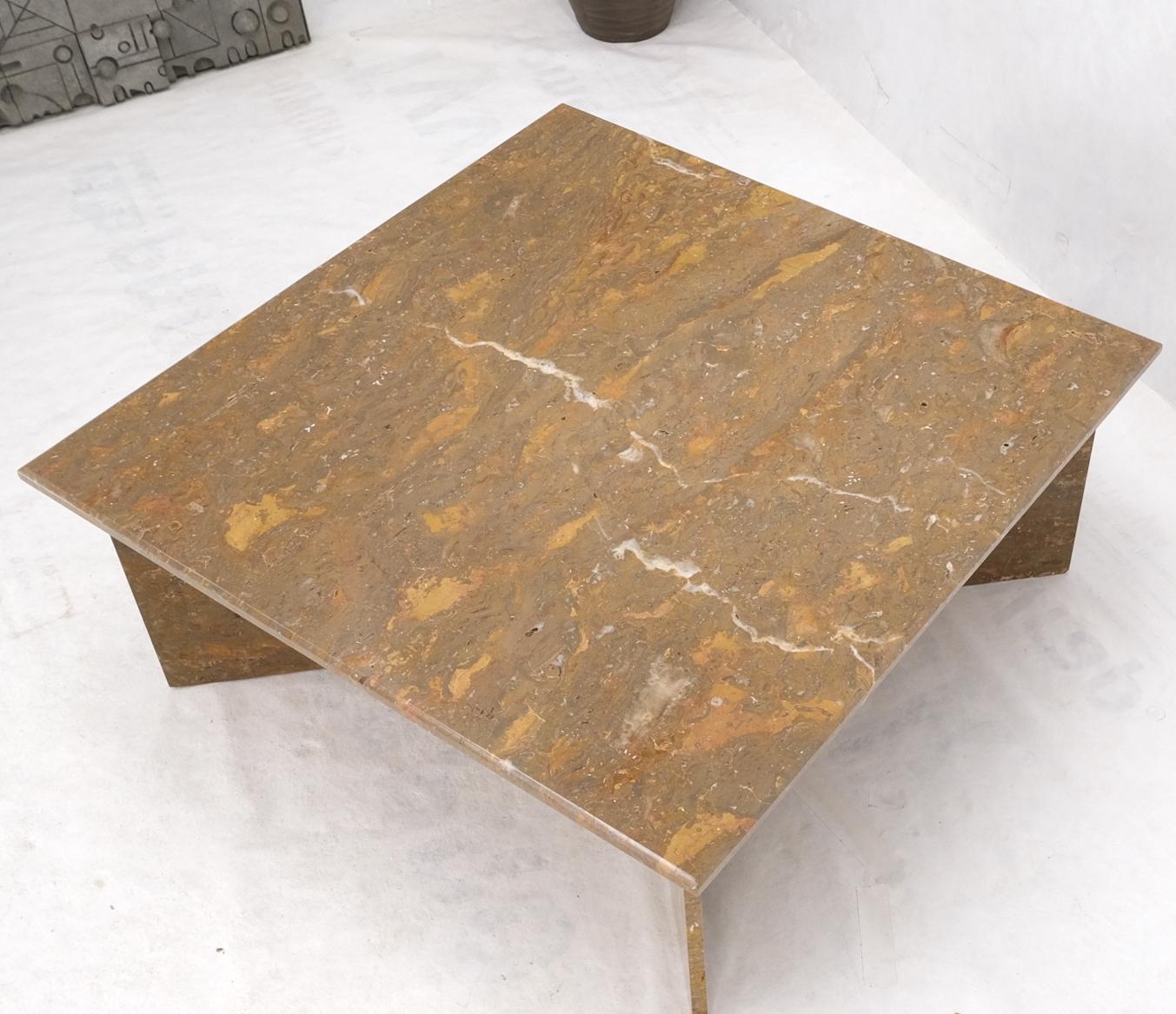 EstablishedLines Multicolor Marble X Base Square Marble Coffee Table