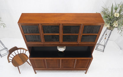 EstablishedLines Dunbar Walnut Two Part Sideboard Credenza Breakfront Carved Slate Inserts MINT!