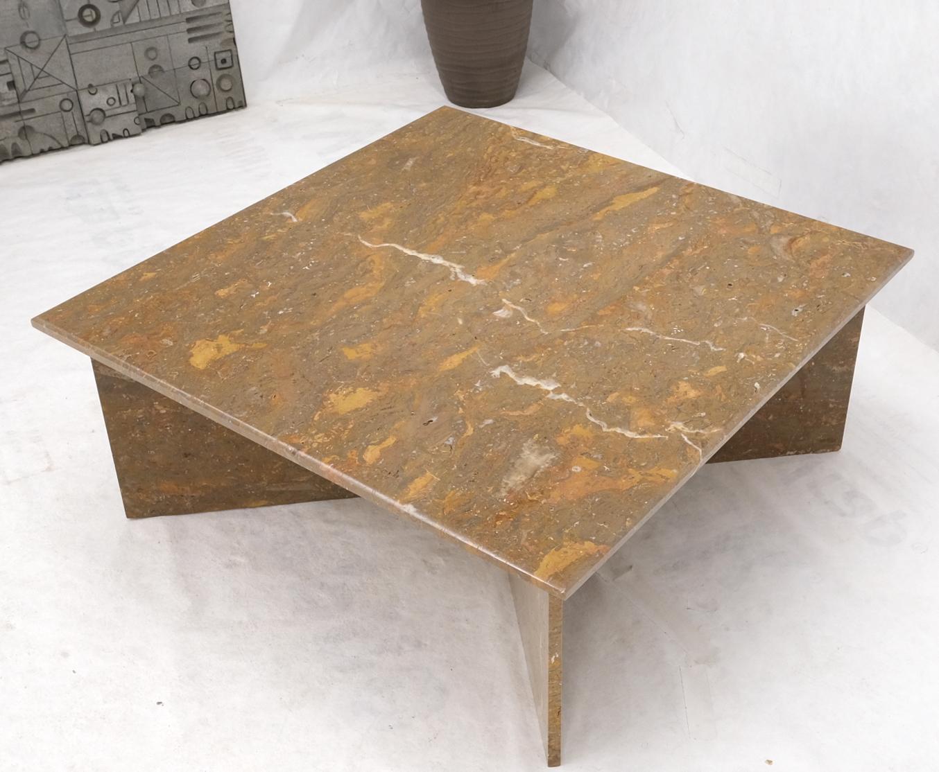 EstablishedLines Multicolor Marble X Base Square Marble Coffee Table