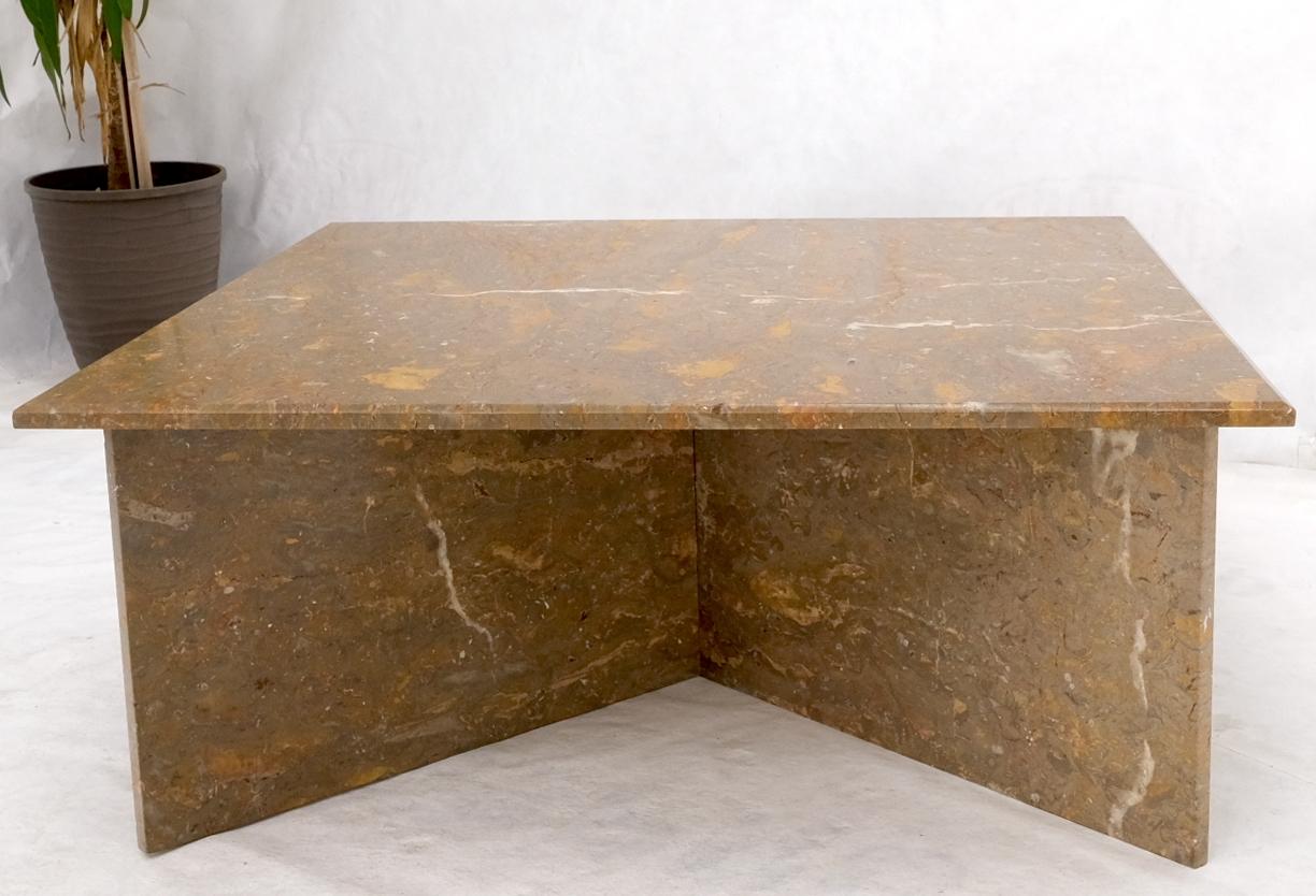 EstablishedLines Multicolor Marble X Base Square Marble Coffee Table