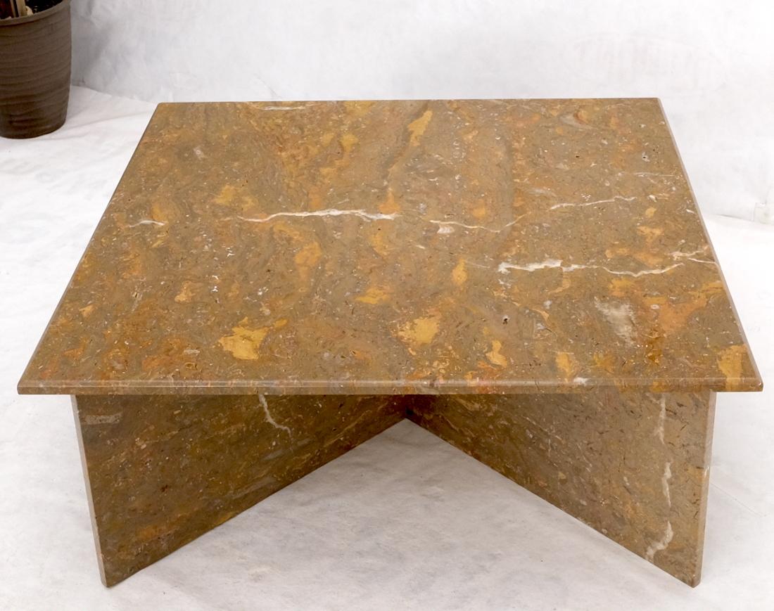 EstablishedLines Multicolor Marble X Base Square Marble Coffee Table