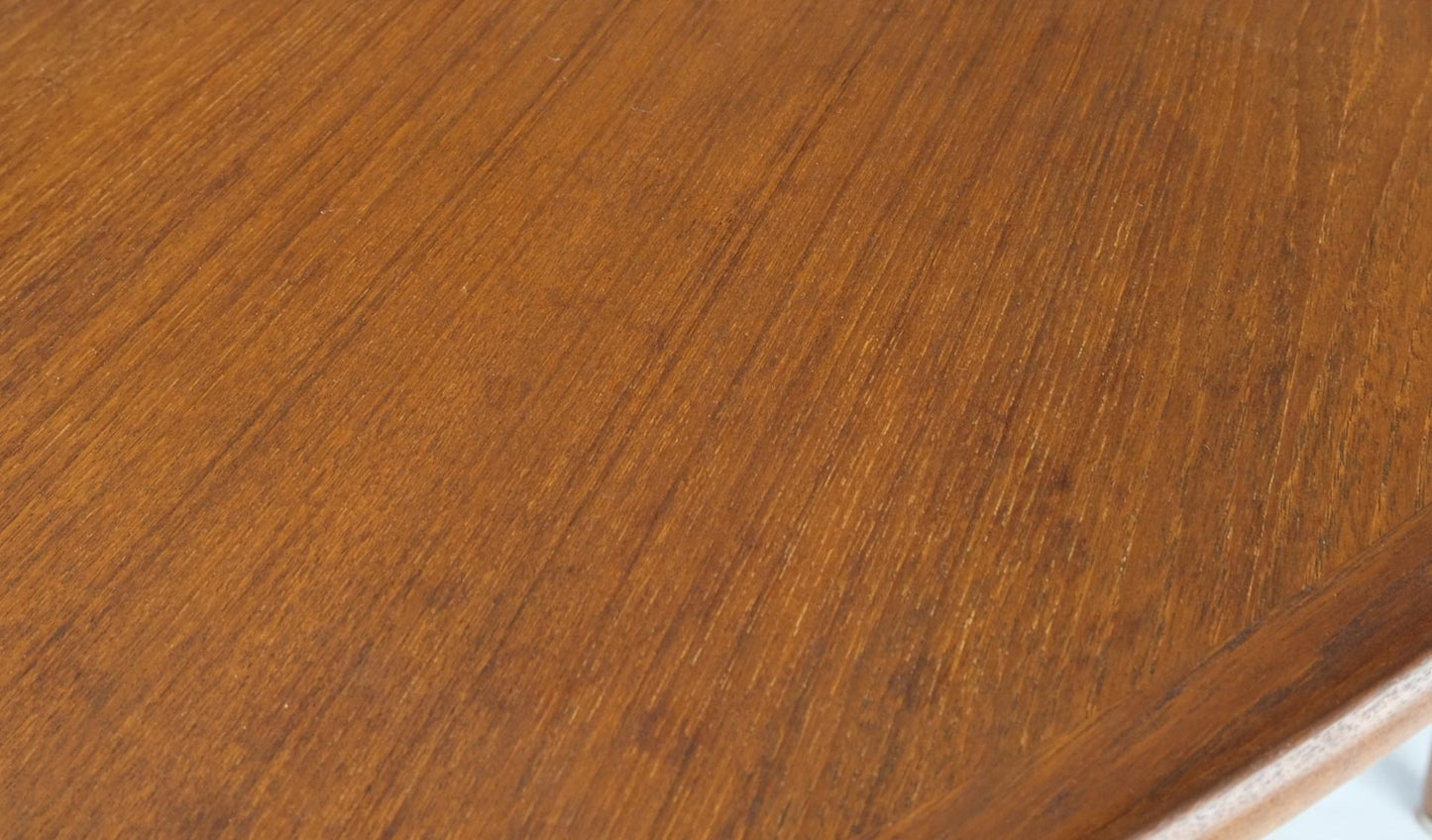 EstablishedLines Danish Triangular Teak Rolled Edge Caned Shelf End Side Occasional Table Stand
