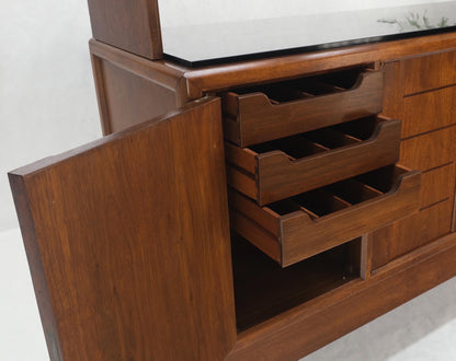 EstablishedLines Dunbar Walnut Two Part Sideboard Credenza Breakfront Carved Slate Inserts MINT!