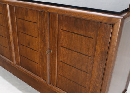 EstablishedLines Dunbar Walnut Two Part Sideboard Credenza Breakfront Carved Slate Inserts MINT!