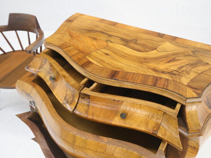 EstablishedLines Pair of Italian Olive Burl Wood Patched Veneer Bombay Small Dresser Stands Table