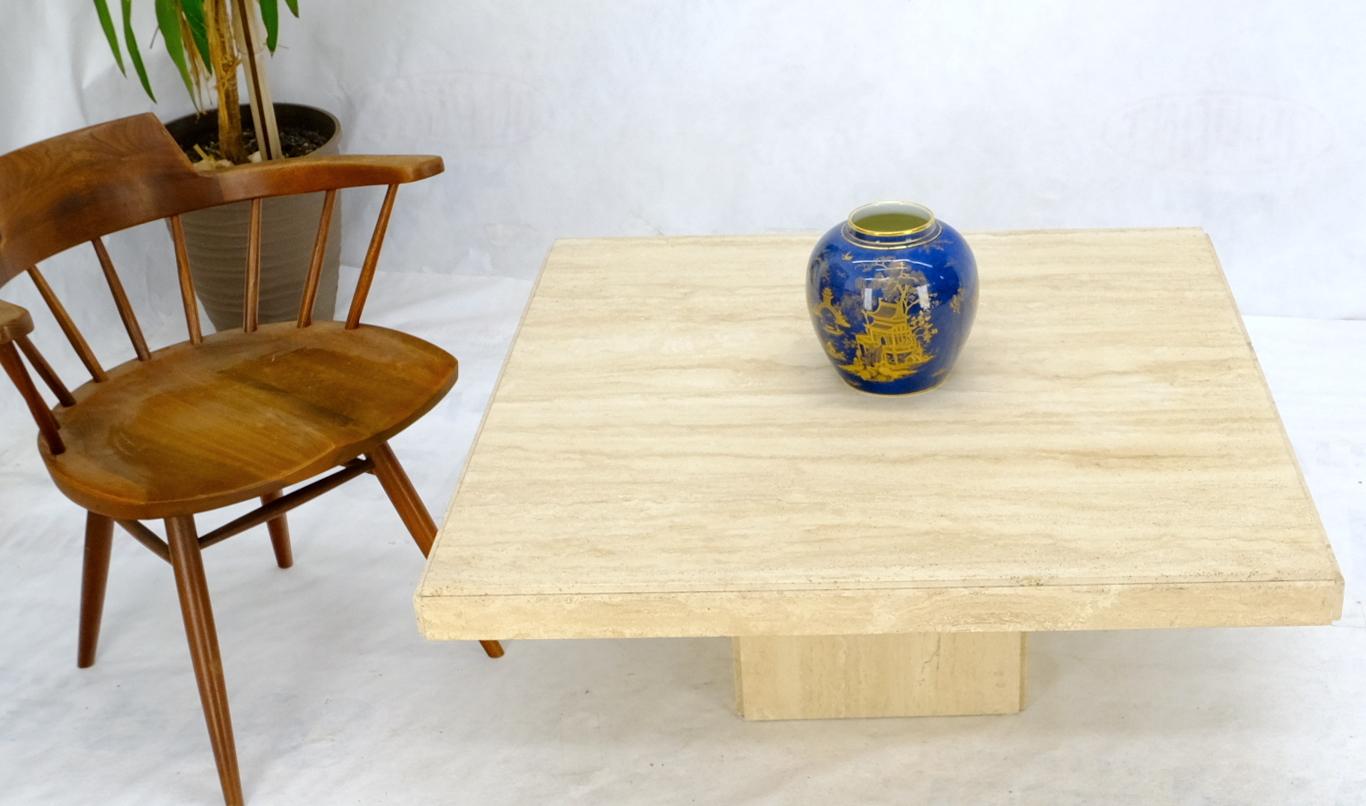 EstablishedLines Mid-Century Modern Square Travertine Coffee Table