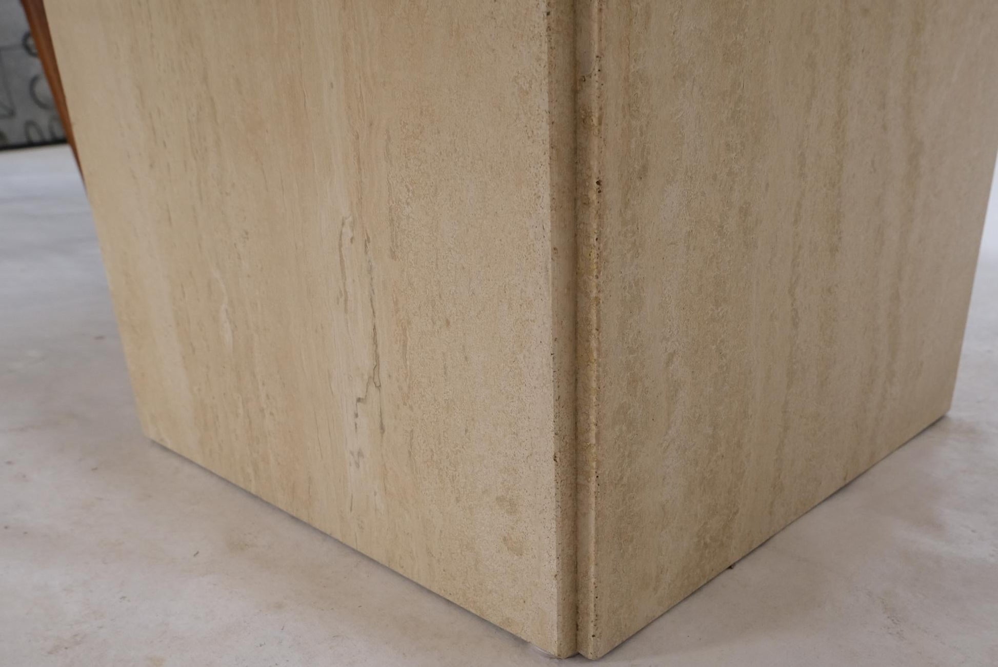 EstablishedLines Mid-Century Modern Square Travertine Coffee Table