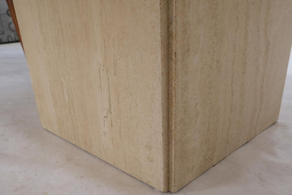 EstablishedLines Mid-Century Modern Square Travertine Coffee Table