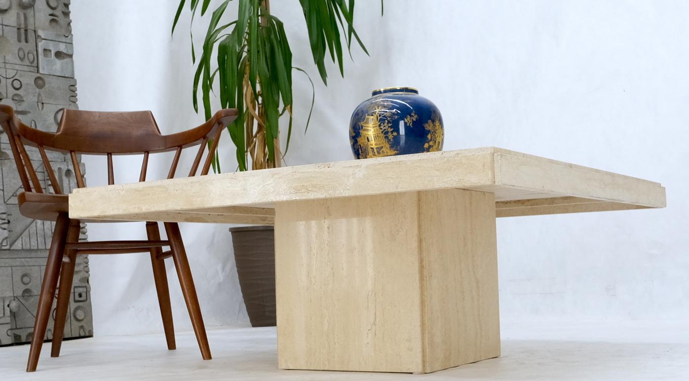 EstablishedLines Mid-Century Modern Square Travertine Coffee Table
