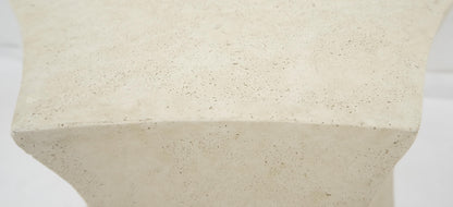 EstablishedLines Pair Hexagon Stomp Shape Faux Travertine End Side Table Stands MINT!