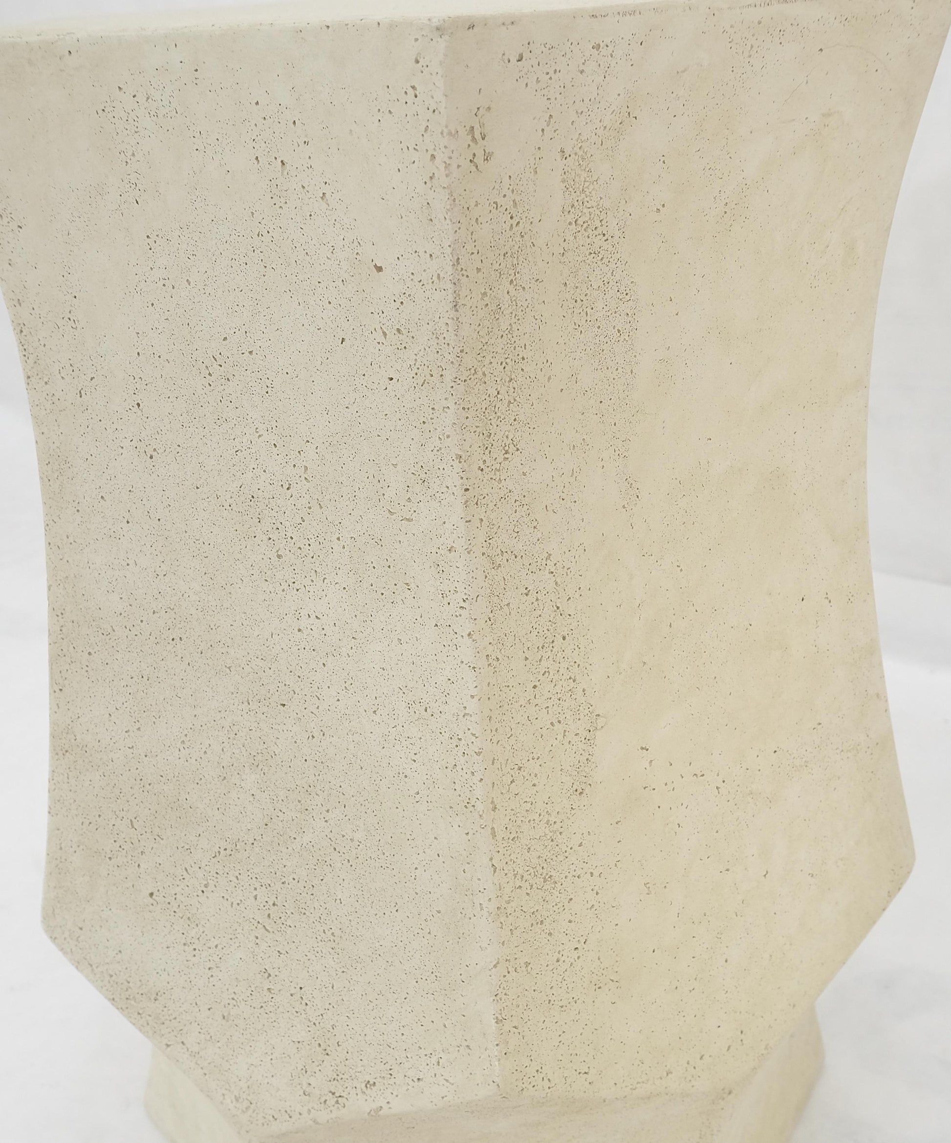 EstablishedLines Pair Hexagon Stomp Shape Faux Travertine End Side Table Stands MINT!