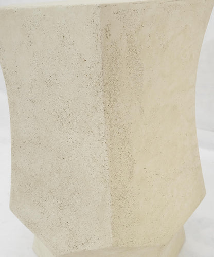 EstablishedLines Pair Hexagon Stomp Shape Faux Travertine End Side Table Stands MINT!