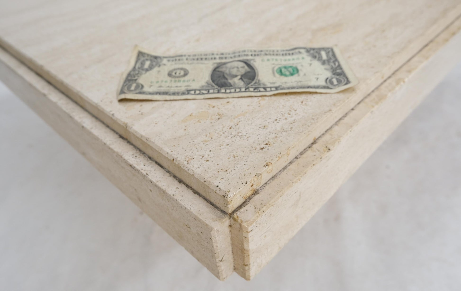 EstablishedLines Mid-Century Modern Square Travertine Coffee Table