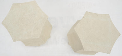 EstablishedLines Pair Hexagon Stomp Shape Faux Travertine End Side Table Stands MINT!