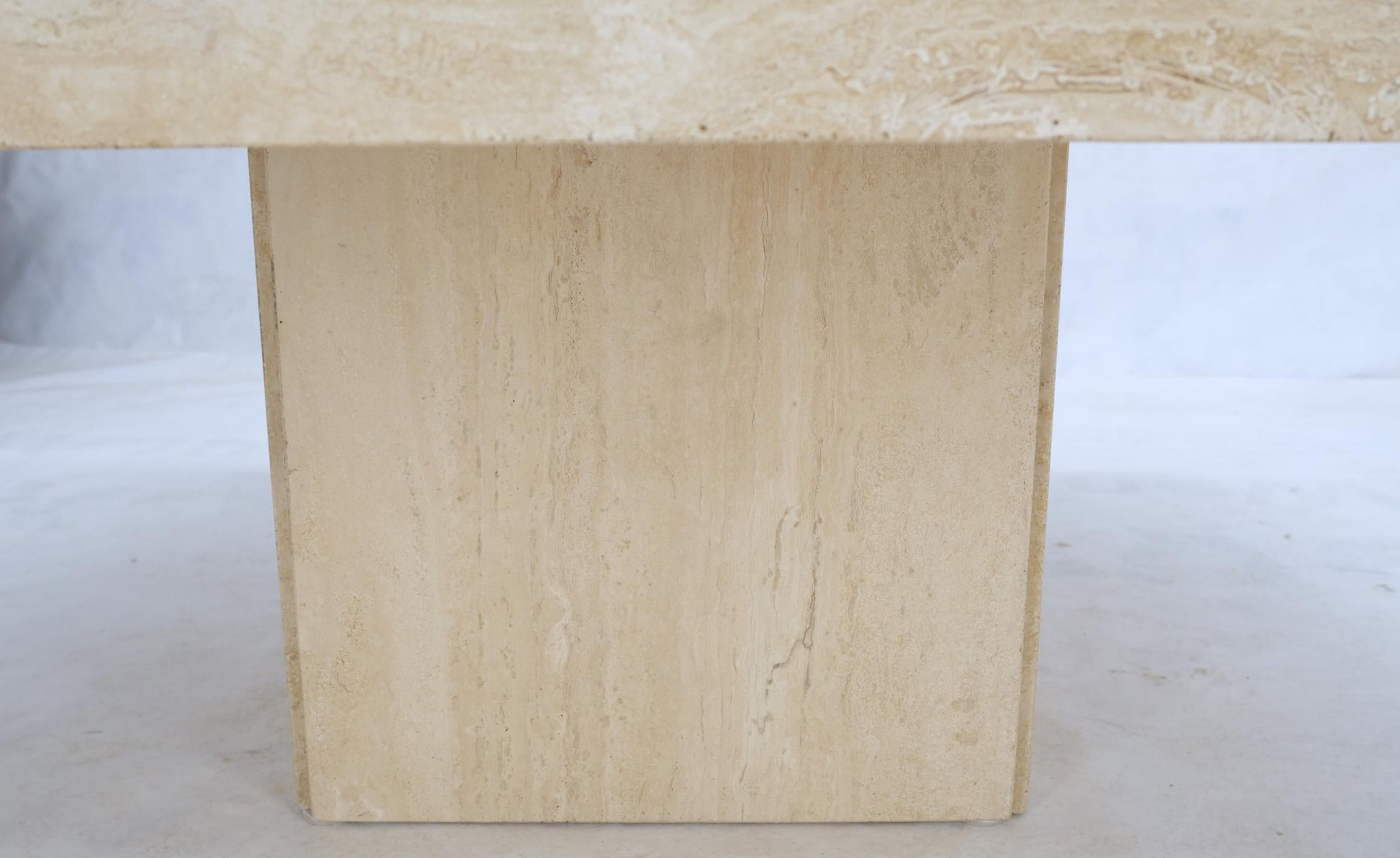 EstablishedLines Mid-Century Modern Square Travertine Coffee Table