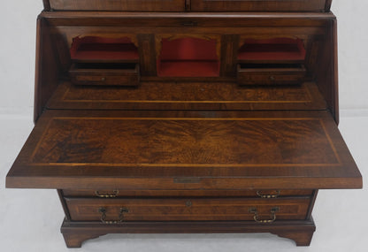 EstablishedLines Double Bonnet Dome Top Burl Wood 3 Drawer Drop Front Secretary Desk 1900s Clean!