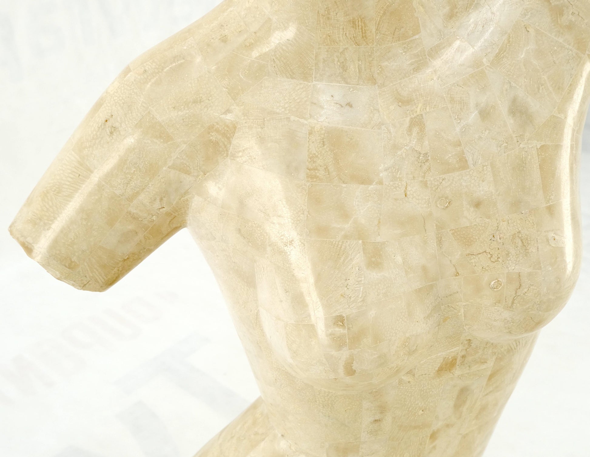 EstablishedLines Tessellated Stone Marble Travertine Sculpture of Nude Female Torso Mint!