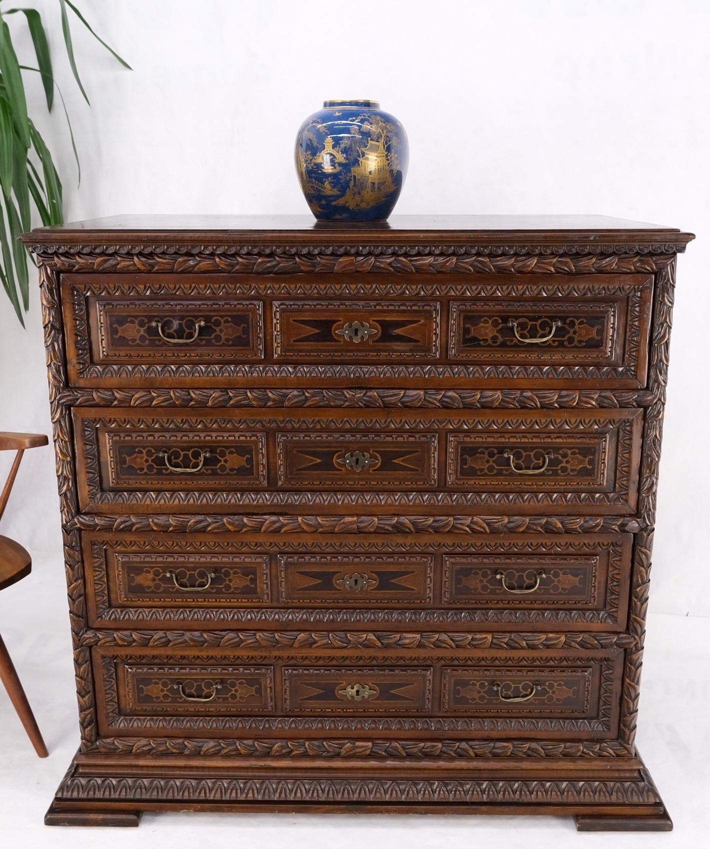 dresser in spanish EstablishedLines: Heavily Carved Spanish Style 4 Drawers Commode Chest of Drawers Dresser Cabinet