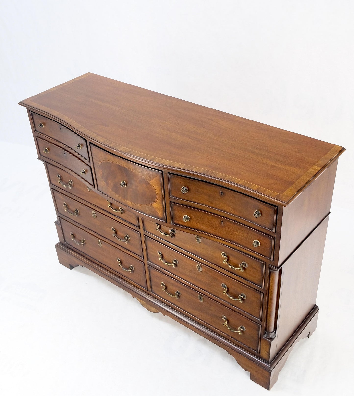 EstablishedLines Banded Top Mahogany Inlayed Bracket Feet 11 Drawers Dresser Credenza MINT!