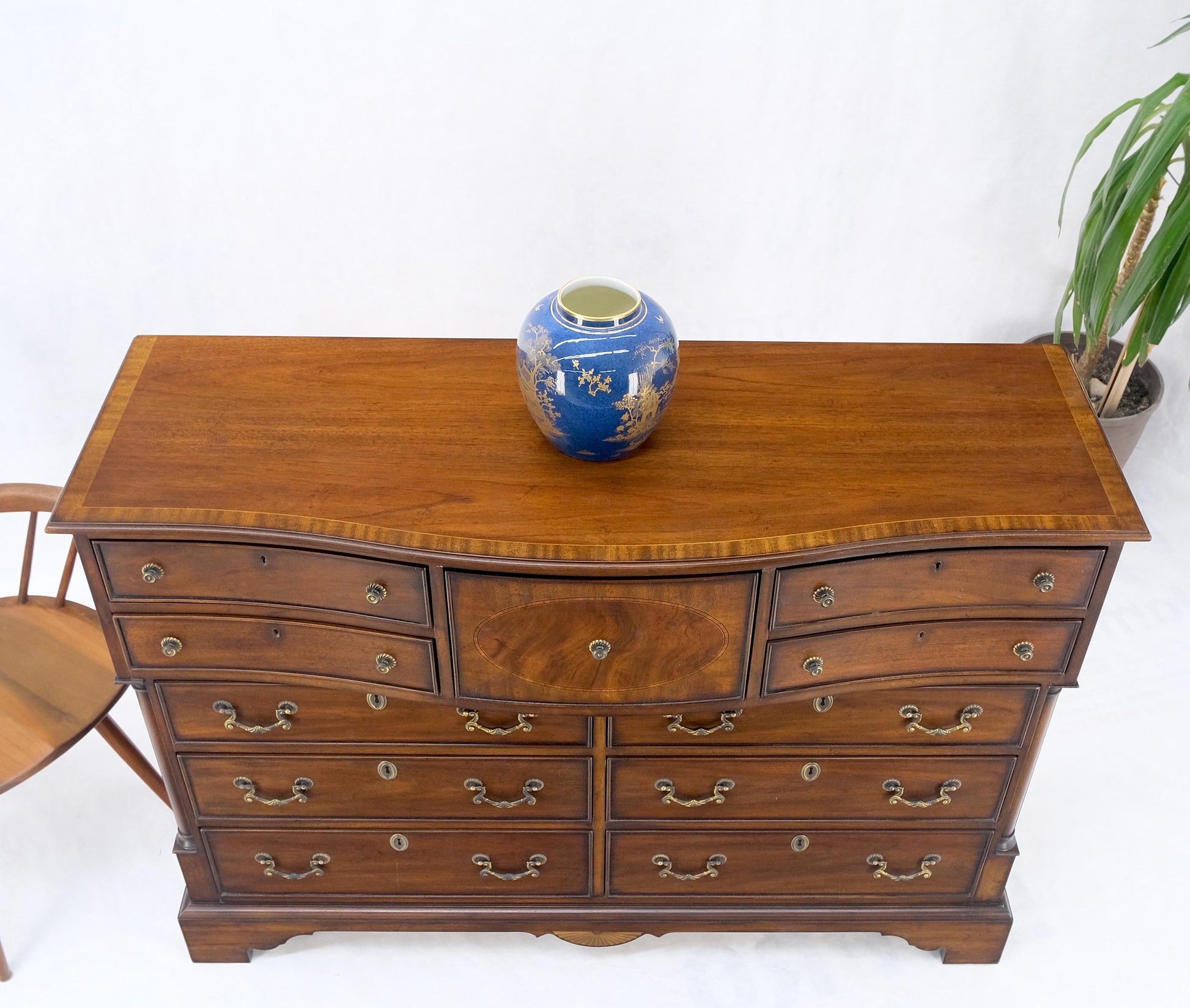 EstablishedLines Banded Top Mahogany Inlayed Bracket Feet 11 Drawers Dresser Credenza MINT!