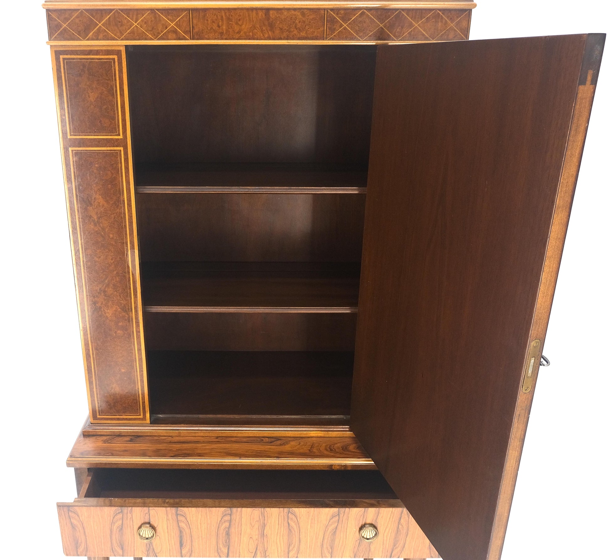 EstablishedLines Rosewood French Art Deco Tapered Legs Cupboard Buffet Breakfront Cabinet MINT!