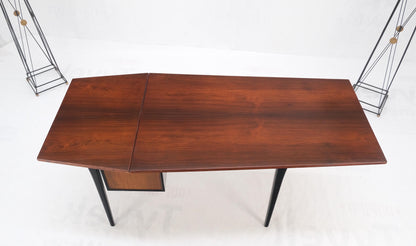 EstablishedLines Danish Mid Century Modern Boat Shape Drop Leaf Rosewood Desk Two Drawers MINT!
