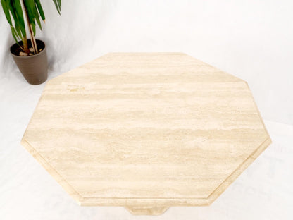 EstablishedLines Large Round Octagon Shape Single Pedestal Travertine Dining Conference Table