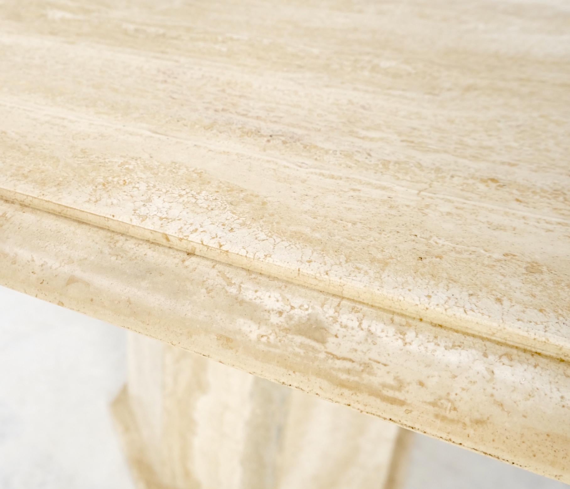 EstablishedLines Large Round Octagon Shape Single Pedestal Travertine Dining Conference Table